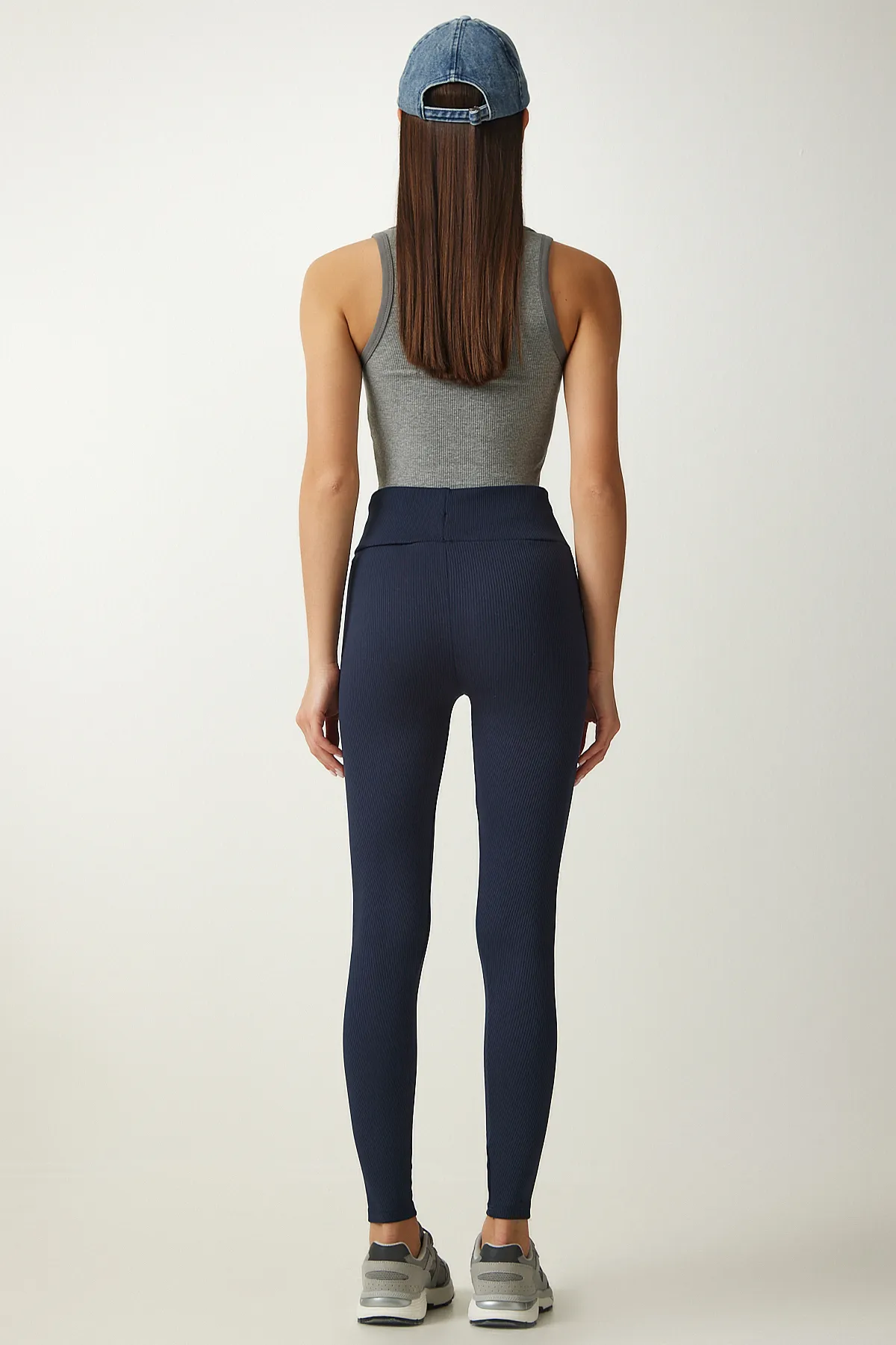 Happiness İstanbul  Marineblaue Wickelstrumpfhose mit hoher Taille für Damen HW00003