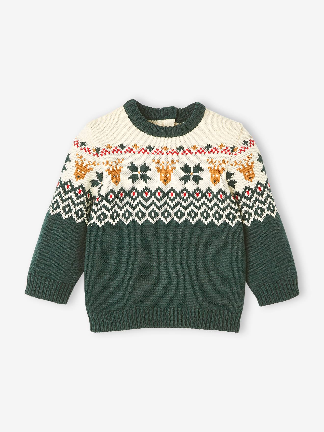Vertbaudet Capsule Collection: Baby Weihnachtspullover Oeko-Tex - tanne