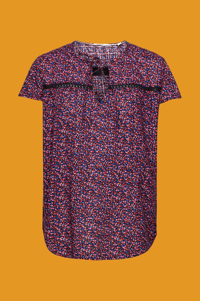 Kurzärmelige Baumwollbluse mit Allover-Dessin