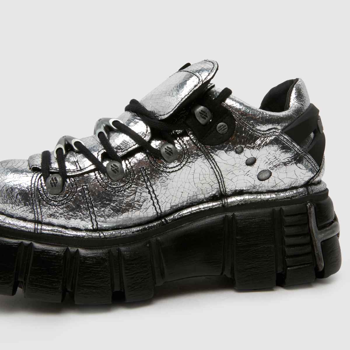 NEW ROCK – Klassiska metallic låga platta skor i svart med flerfärgad färg