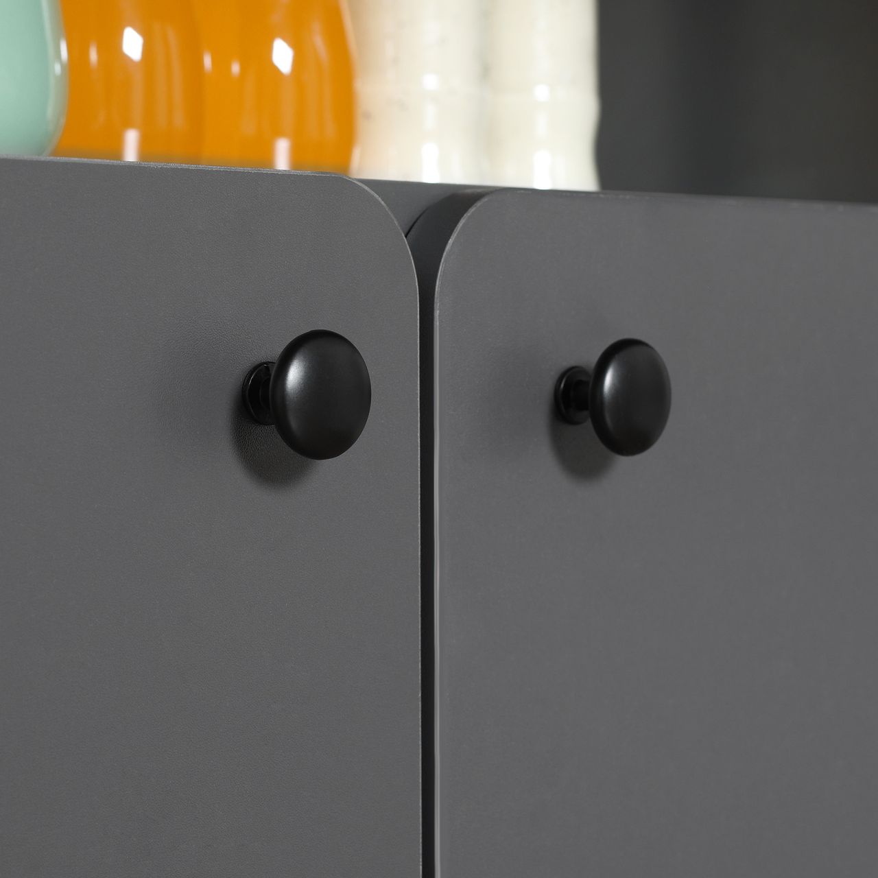 HOMCOM Esstisch Klapptisch mit Rollen Küchentisch mit zwei klappbare Tischseiten Esszimmertisch Sideboard mit Stauraum für Wohnzimmer Küche Spanplatte Hellgrau Dunkelbraun 70 x 83 x 75 cm