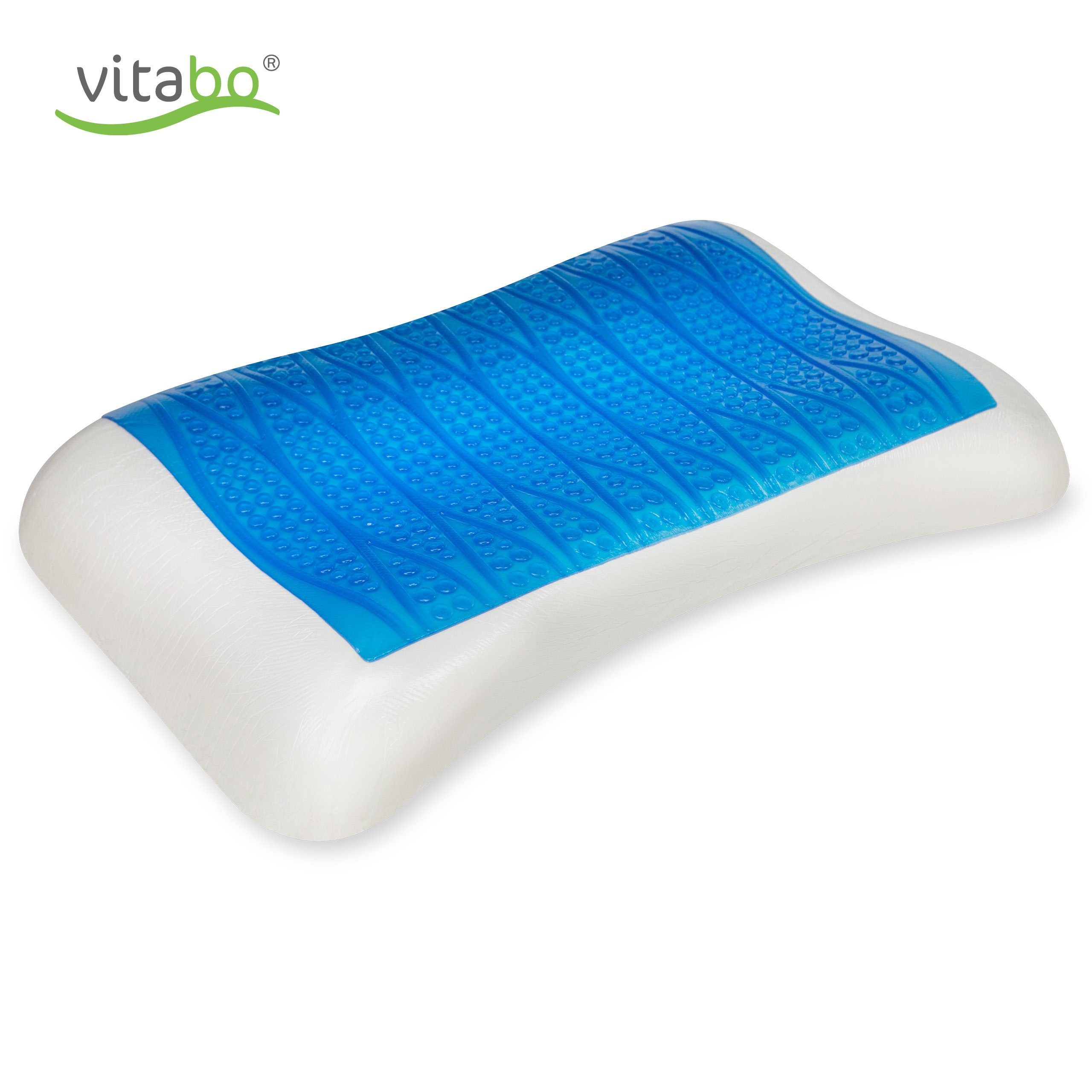 Vitabo Nackenkissen Vitabo Komfortables Kopfkissen mit kühlender Gelauflage I ergonomisches Seitenschläferkissen Nackenkissen – Viscoschaum 100% Lyocell Bezug, 1-tlg.