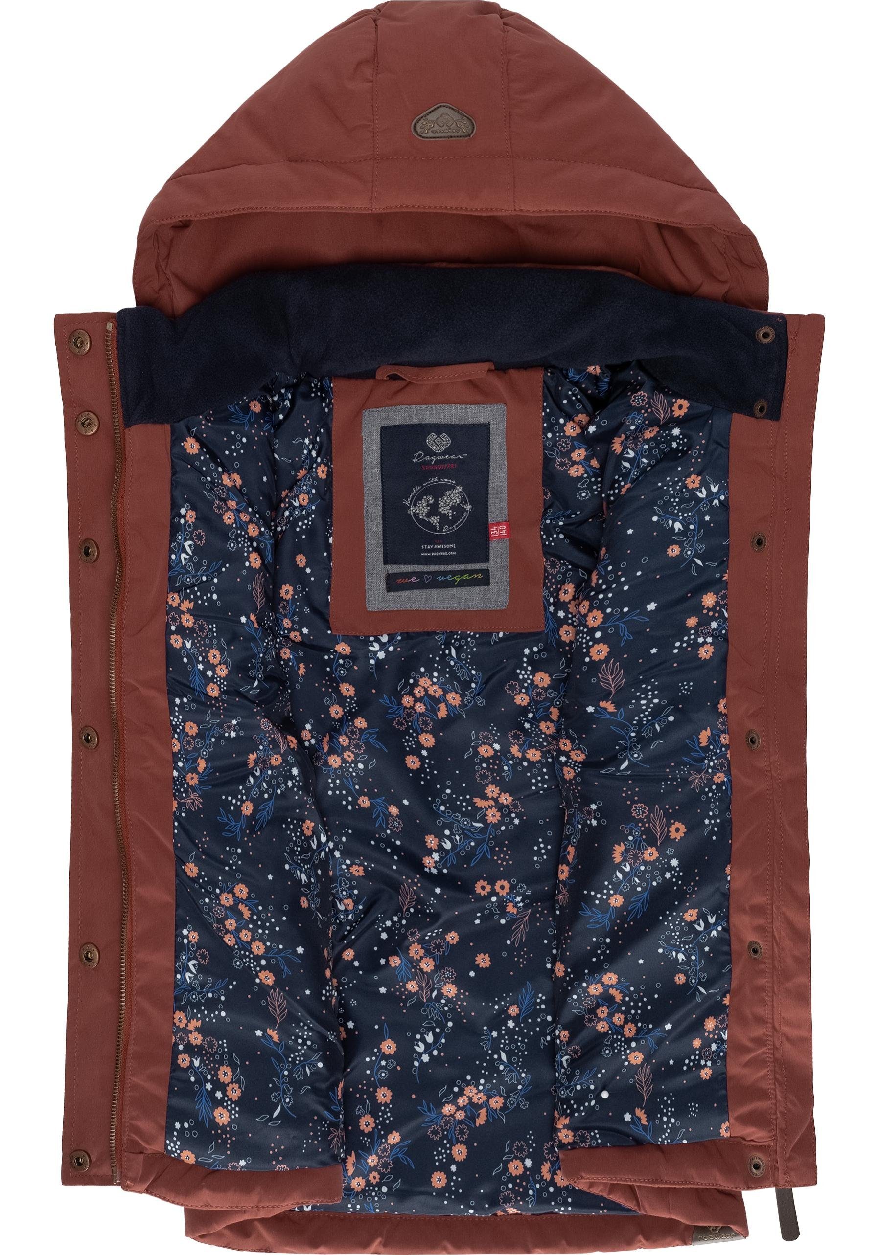 Ragwear Steppweste Marrin sportliche Outdoor-Weste mit abnehmbarer Kapuze