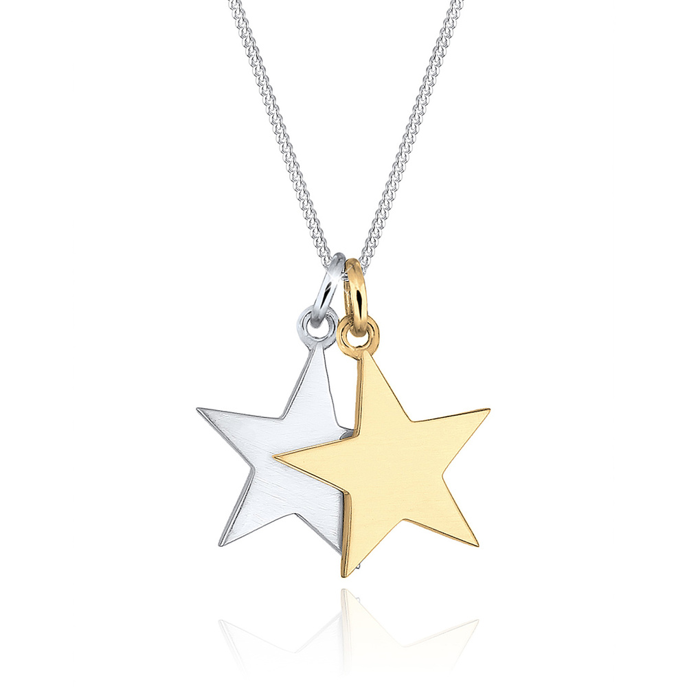 Elli Elli Collier Femme Pendentifs Étoile Bicolore - (925/1000) Argent Bijoux