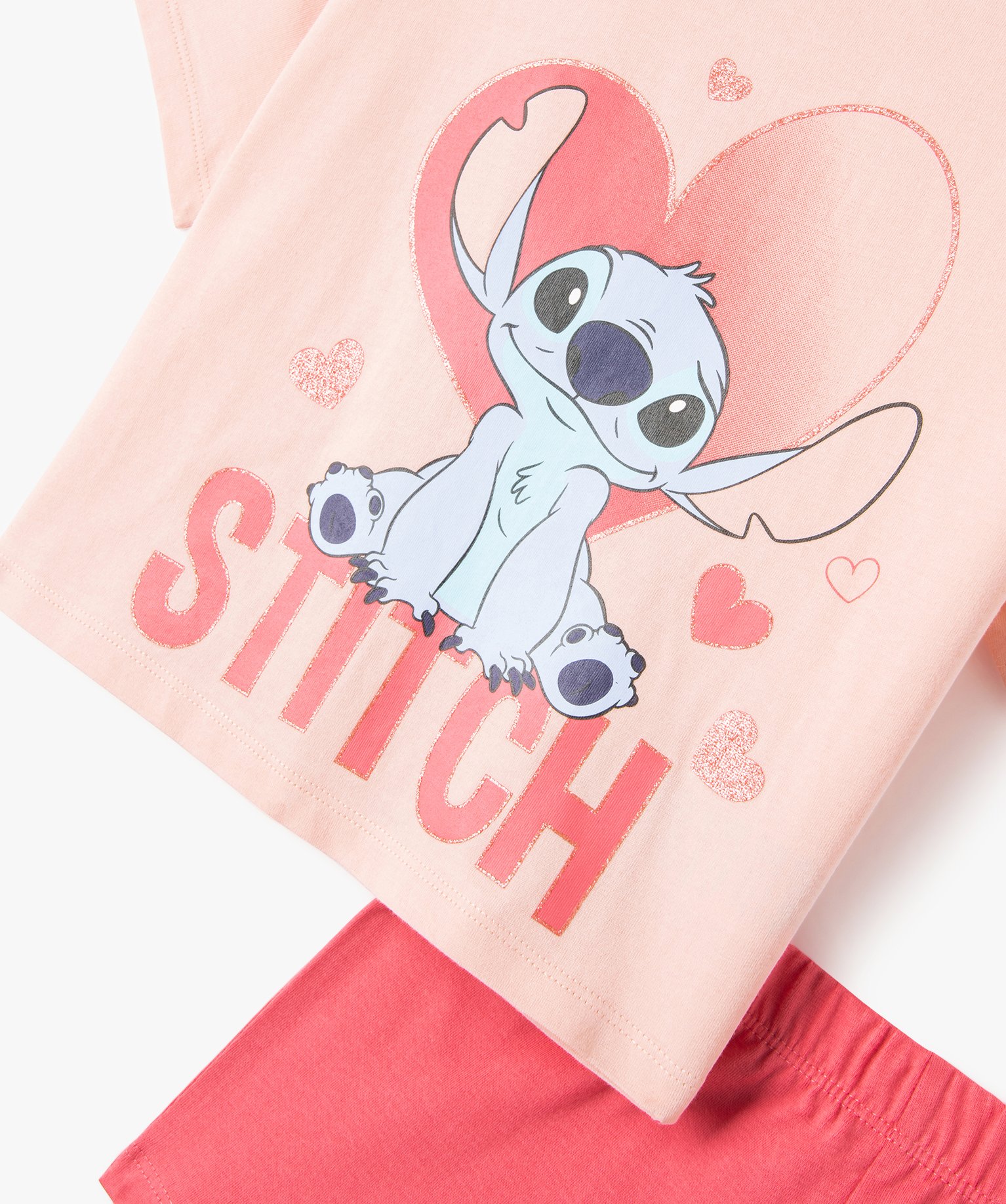 Pyjashort fille avec large motif pailleté Lilo et Stitch - ... rose | GEMO
