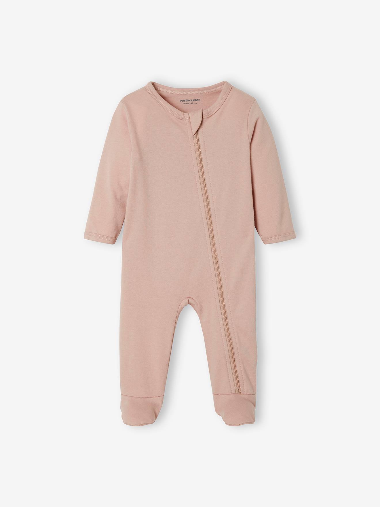 Lot de 3 pyjamas bébé en jersey ouverture zippée BASICS lot moutarde