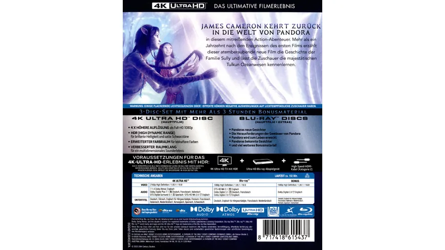 Avatar - The Way of Water  (4K Ultra HD) (+ Blu-ray) (+ Bonus-Blu-ray)