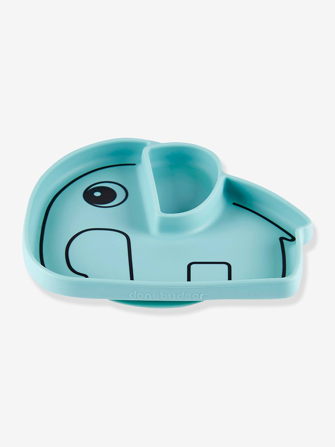 Assiette DONE BY DEER Stick&Stay Elephant en silicone bleu