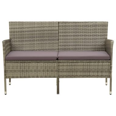 vidaXL Loungesofa Gartensofa 3-Sitzer mit Kissen Grau Poly Rattan, 1 Teile