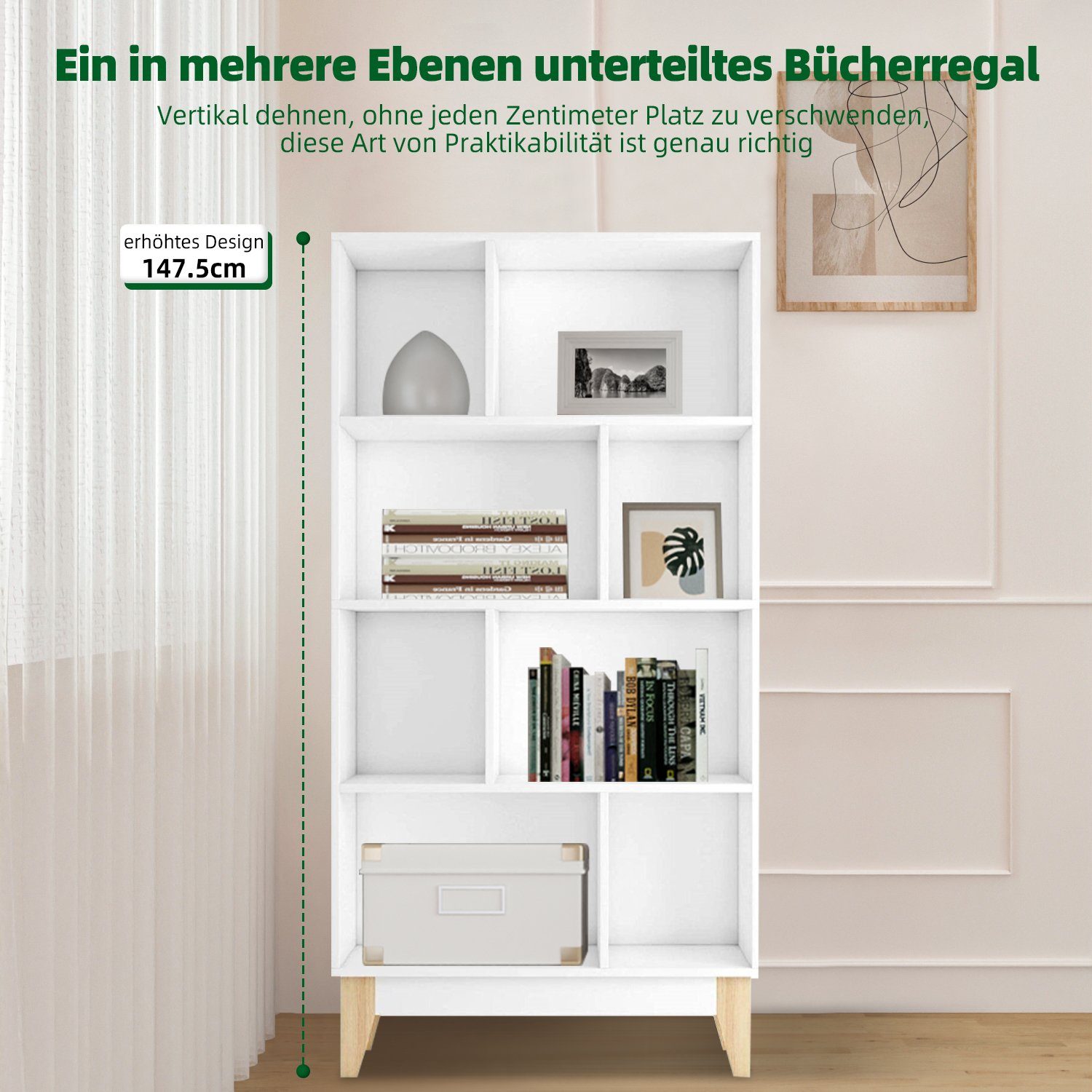 Authmic Badkommode Badschrank,Badkommode,Kommode,Badezimmerschrank,Beistellschrank, Weiß, 147.5*29.5*75