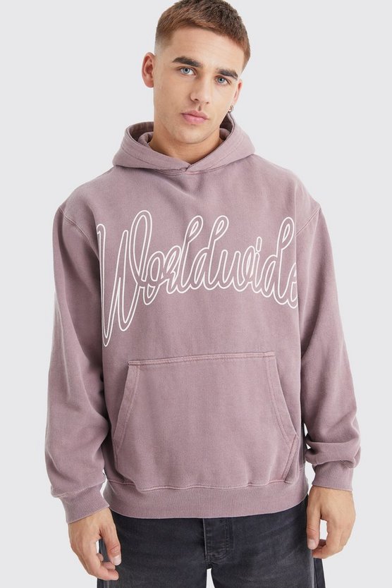 Gefärbter Oversize Worldwide Hoodie