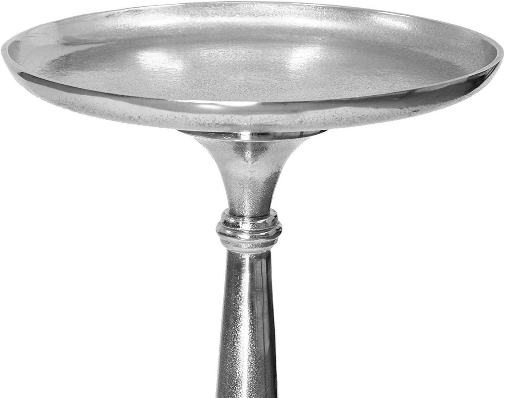 Dekoleidenschaft Dekosäule silber aus Metall, 78cm hoch, XXL Kerzenständer, Pflanzenständer, Antik Look