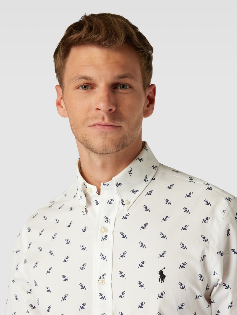 Custom Fit Freizeithemd mit Allover-Muster in bleu