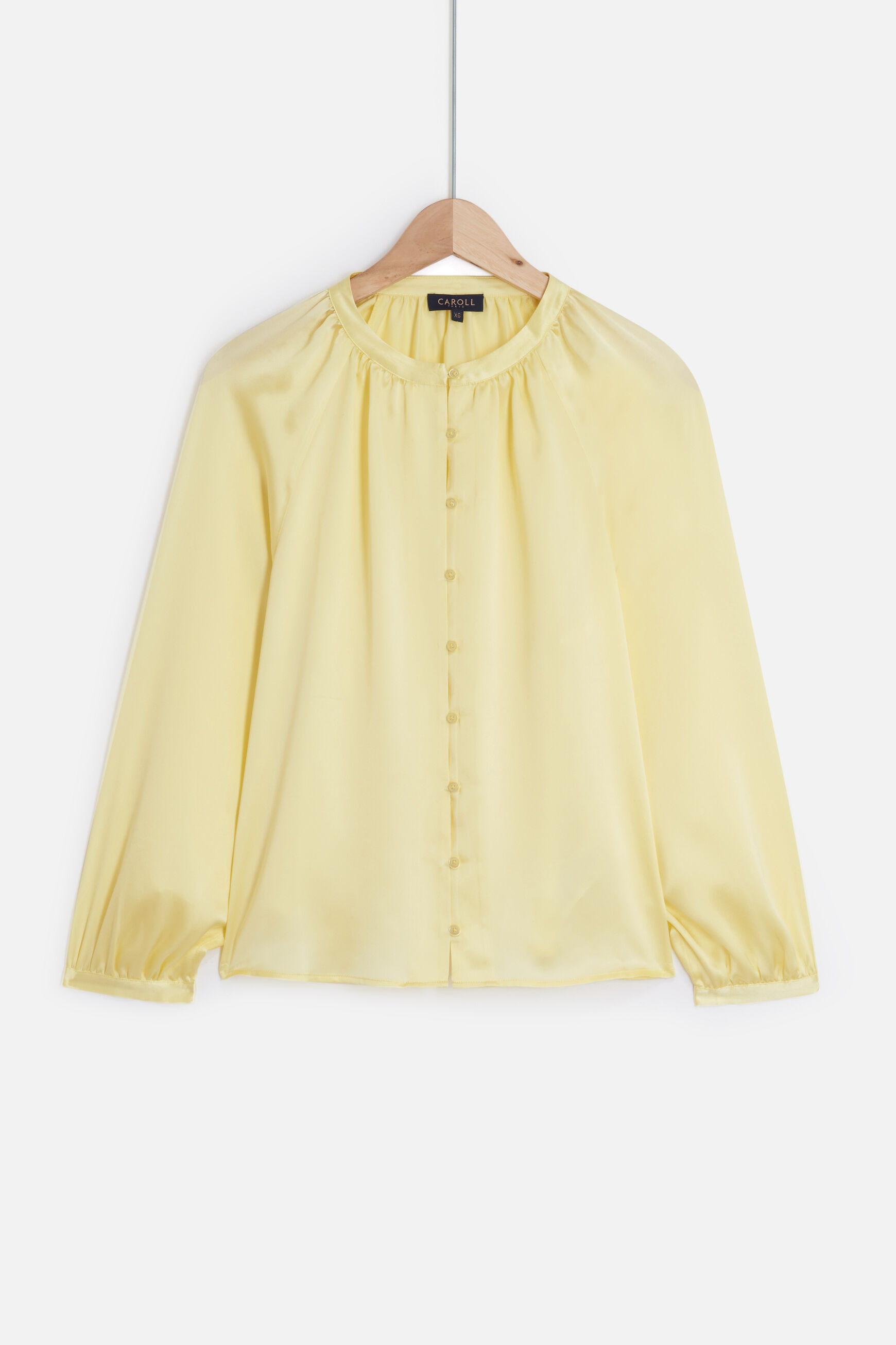 chemise bilk 100% soie jaune citron femme