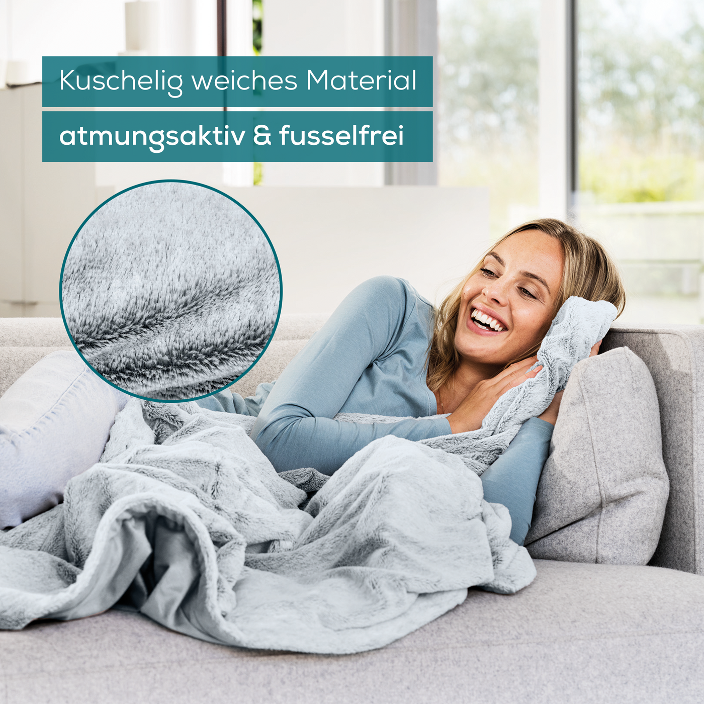 Beurer HD 75 Nordic Grey Green Planet Wärmezudecke-Atmungsaktive Kuschel-Heizdecke in trendigem Grau mit anschmiegsamer Ober- und Unterseite aus 100 % recycletem Material
