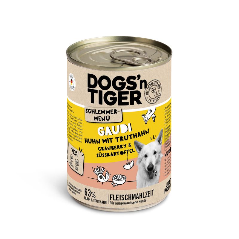 Sparpaket Dogs'n Tiger Schlemmermenü für Hunde 12 x 400 g