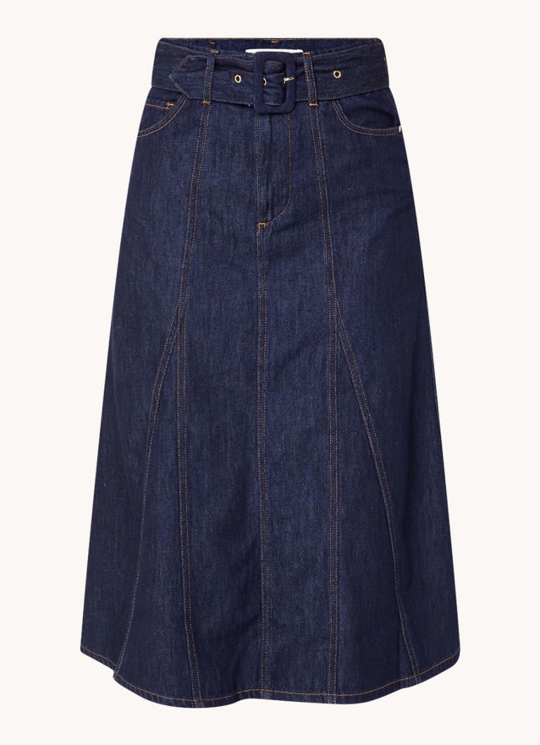 Saia midi jeans Dakota da ba&sh com cinto.