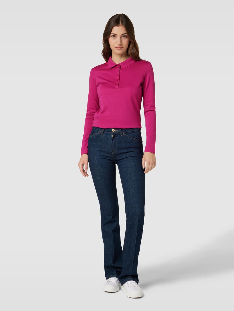 Longsleeve mit Polokragen in pink