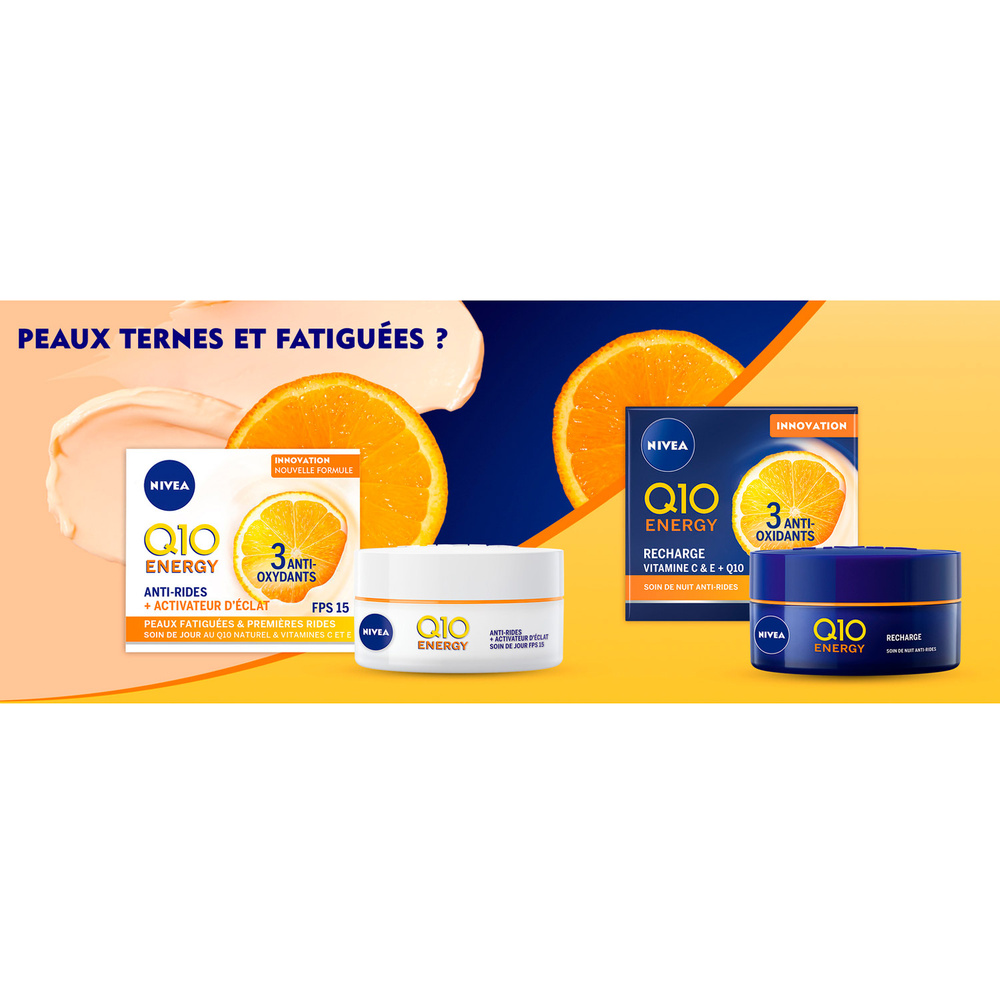 nivea Q10 ENERGY - Crème de nuit Vitamine C E Soin visage anti-âge