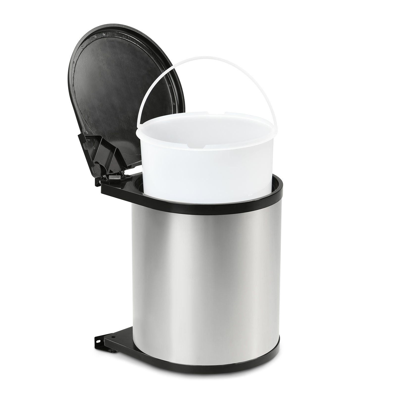 SVITA Einbaumülleimer, 12L, 26 cm Durchmesser, Schrankeinbau, Edelstahl, Silber