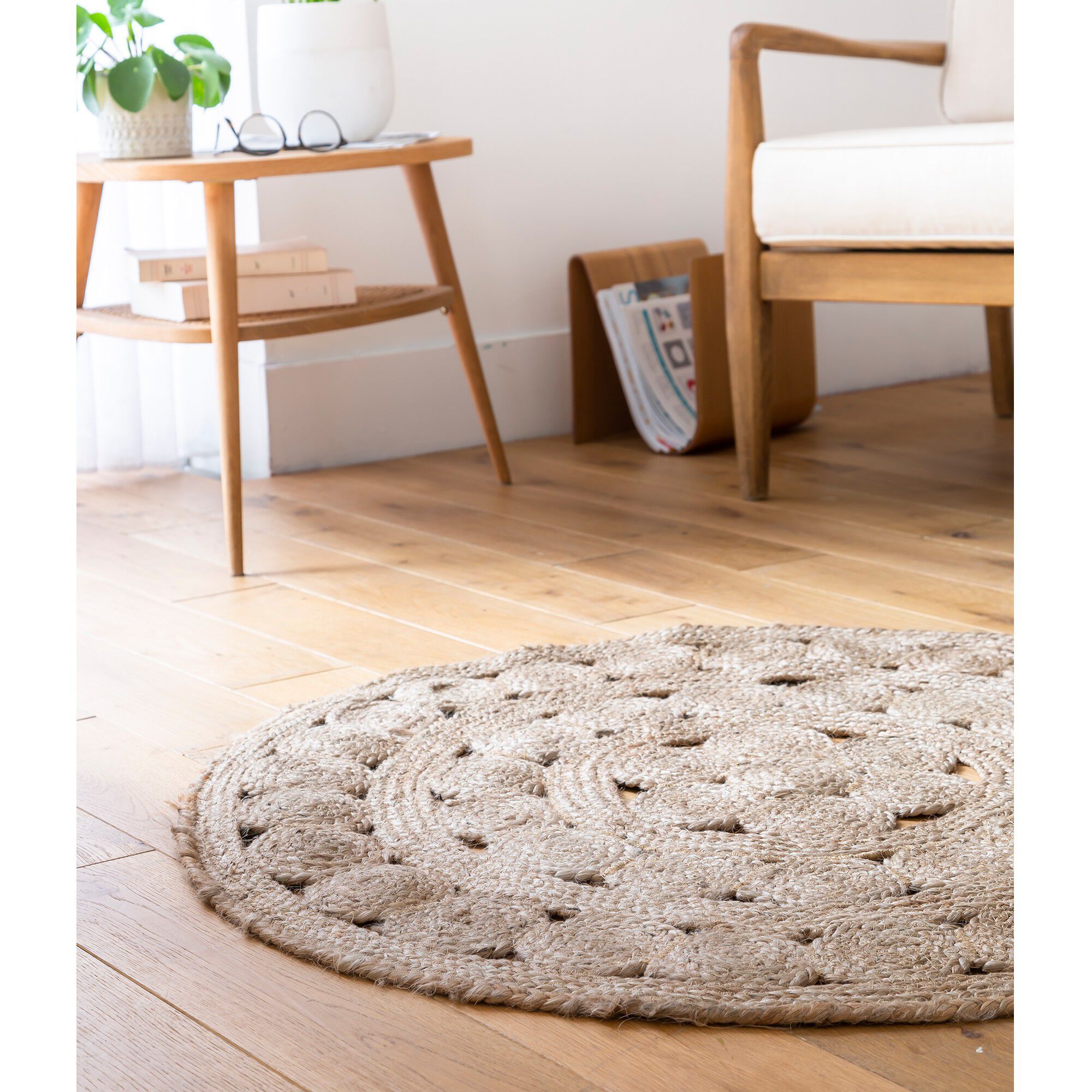 Tapis rond en jute