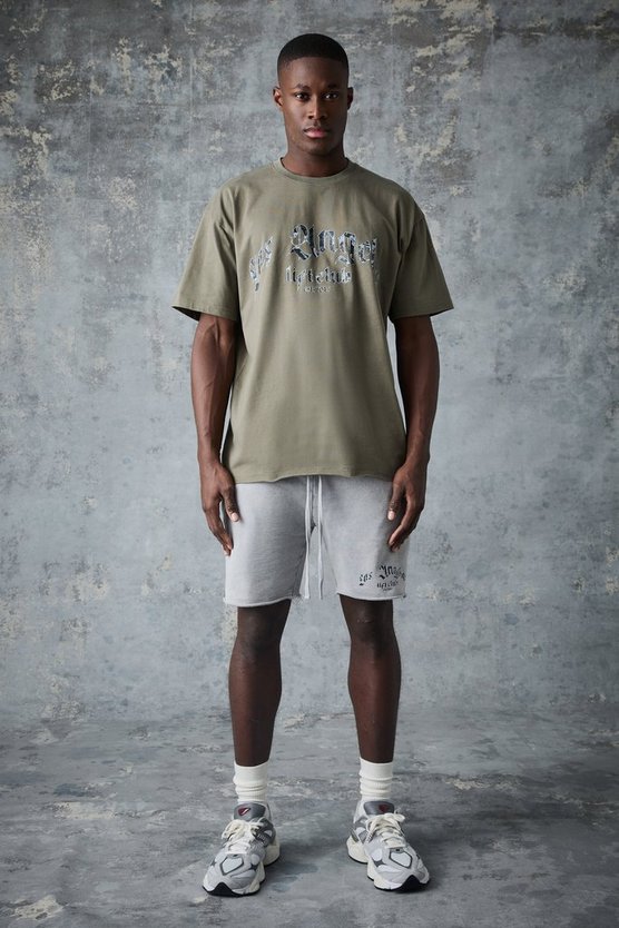 Man Active T-Shirt mit Los Angeles Lift Club Print