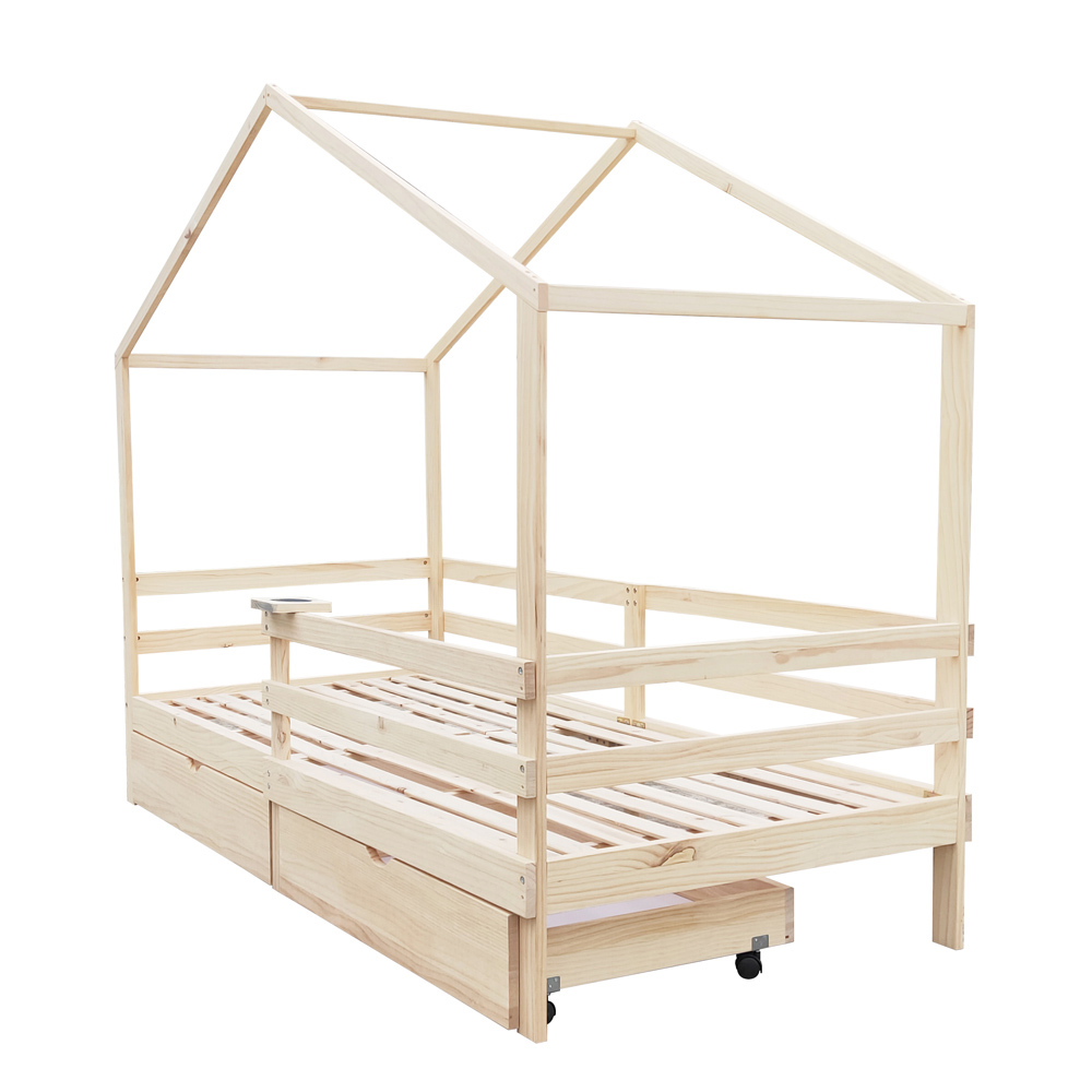 Home Deluxe Kinderbett WOLKENLAND mit Schubladen – 90 x 200 cm Natur