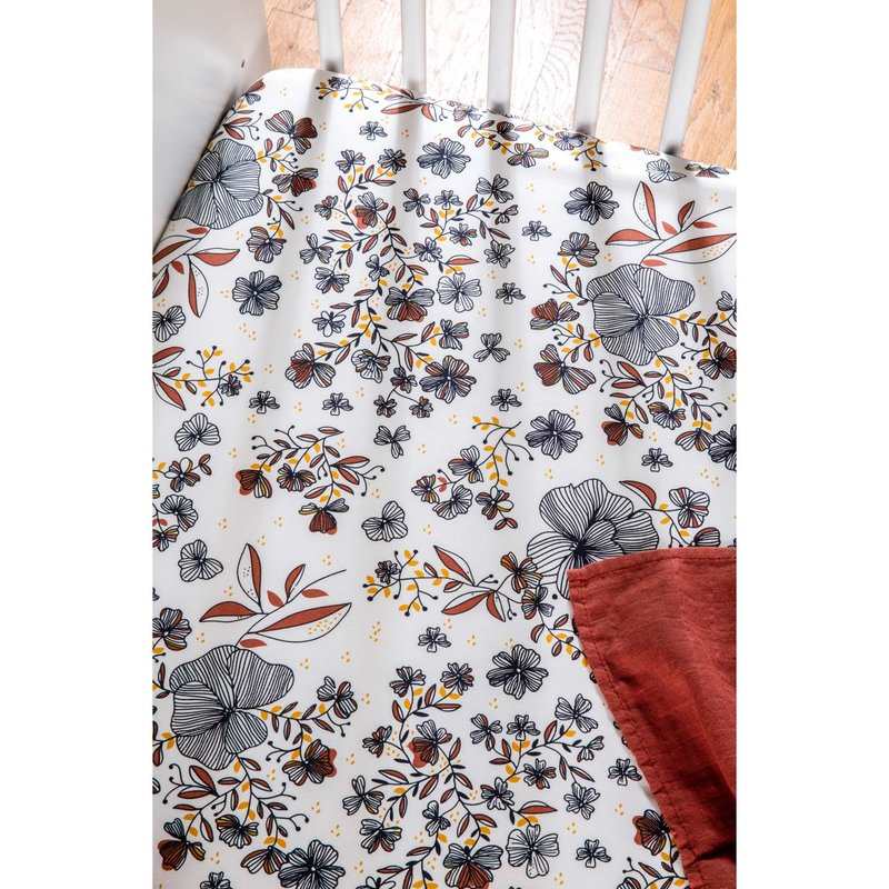 Drap housse Coton Bio Flora- Lit bébé