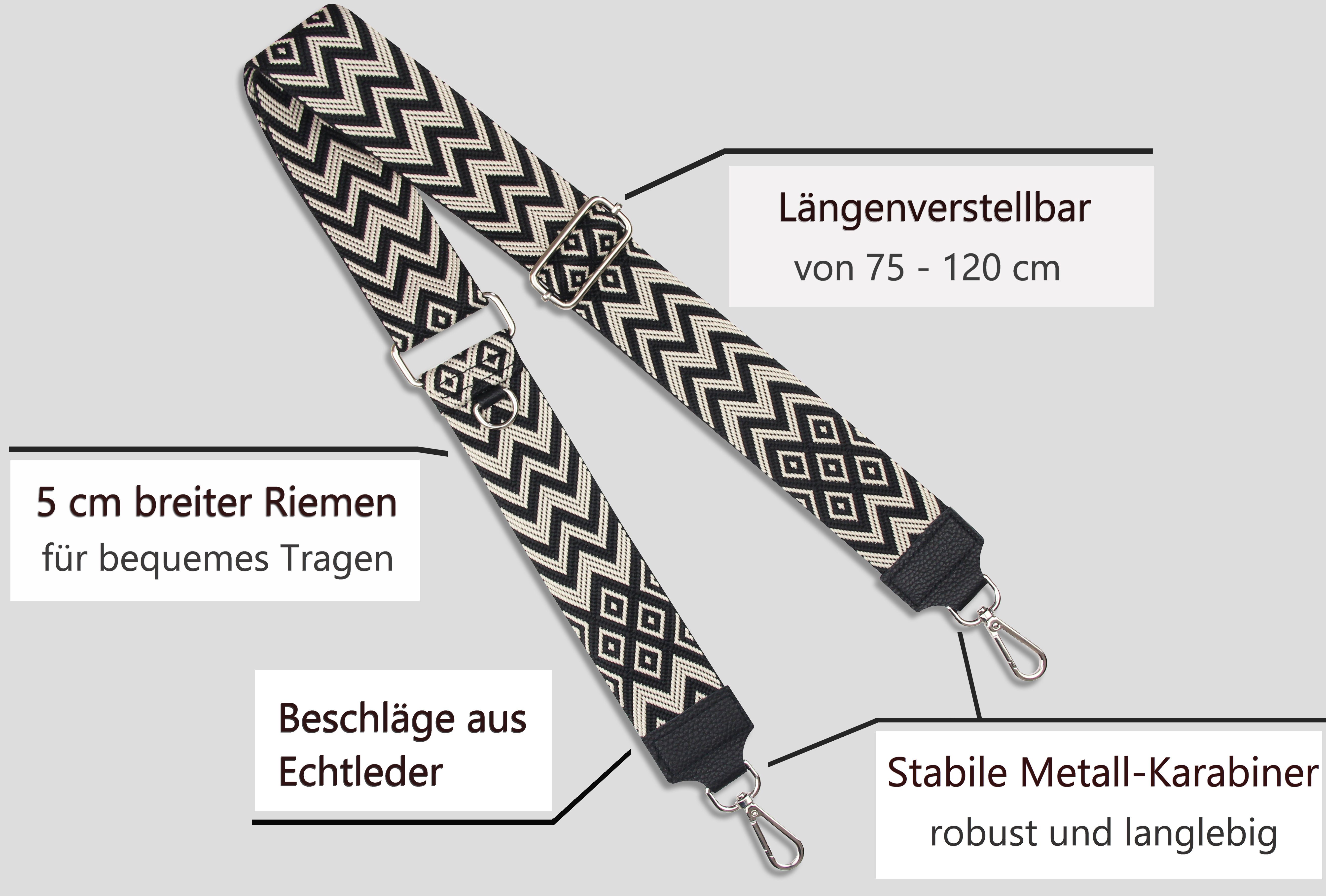 Frentree Schulterriemen MADE IN ITALY, 5cm breiter Schultergurt für Taschen, verstellbarer Gurt, Muster: Bohemian