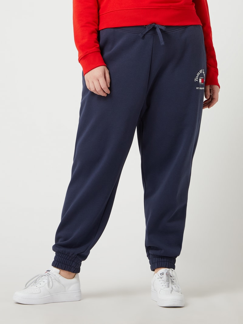 PLUS SIZE Sweathose mit Logo-Stickereien in marineblau