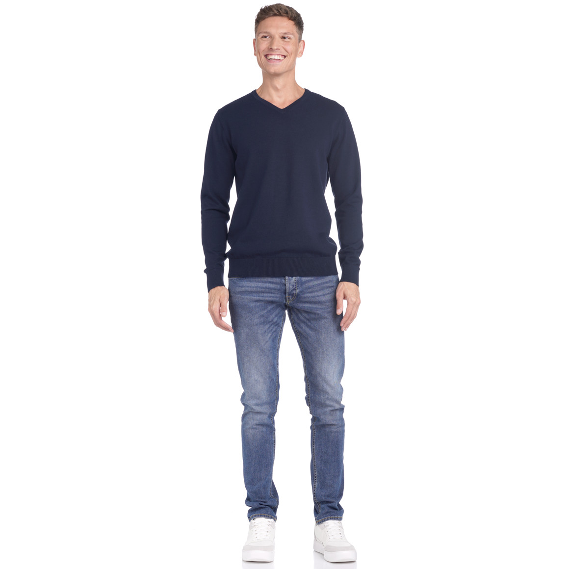 Herren Feinstrickpullover mit V-Ausschnitt