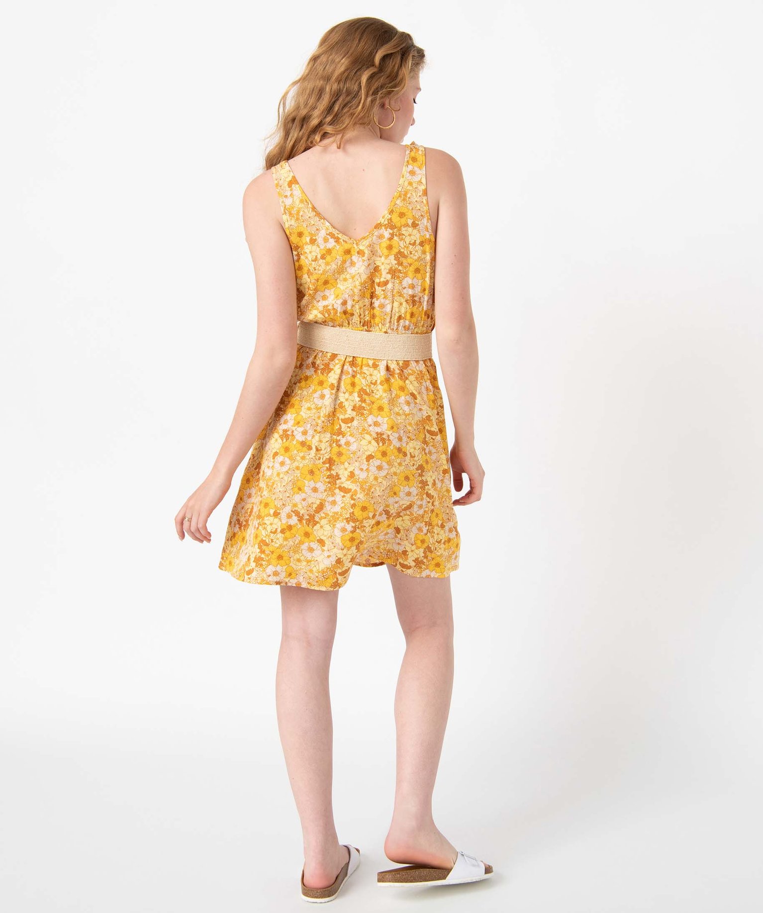 Robe femme à motifs exotiques avec double encolure V imprime | GEMO