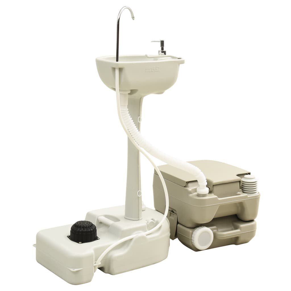 vidaXL Campingtoilette Tragbare Campingtoilette mit Waschbecken und Wasserbehälter