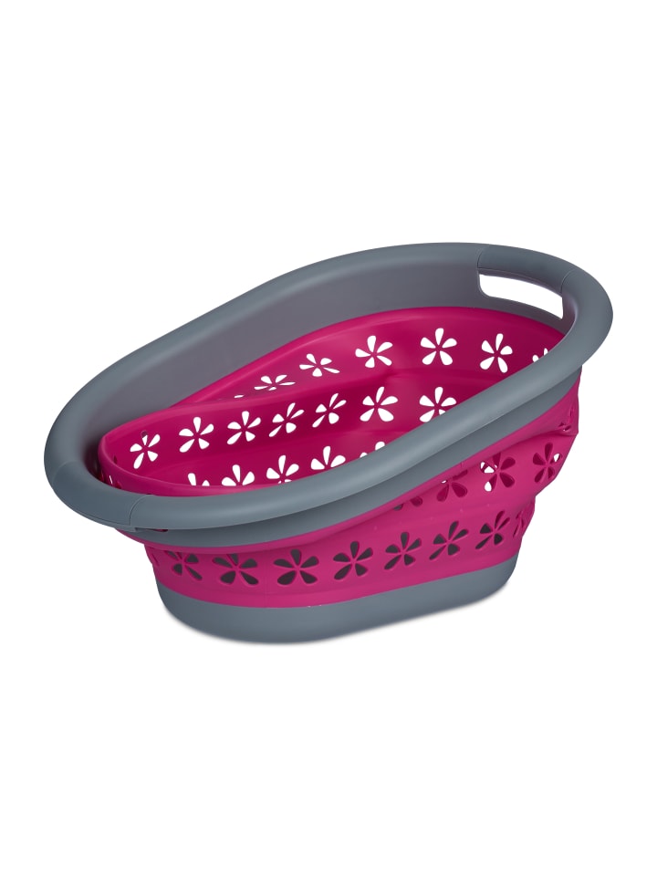 relaxdays Wäschekorb in Pink/ Grau - 17 l günstig kaufen onesize