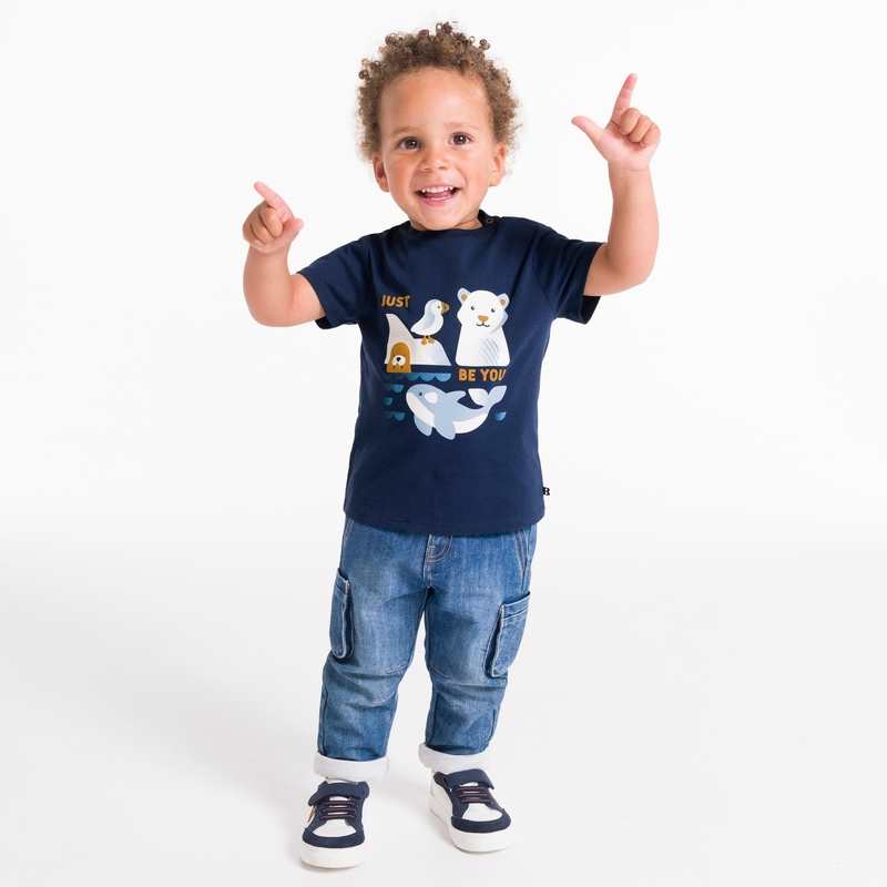 T-shirt animaux de la mer bleu bébé garçon