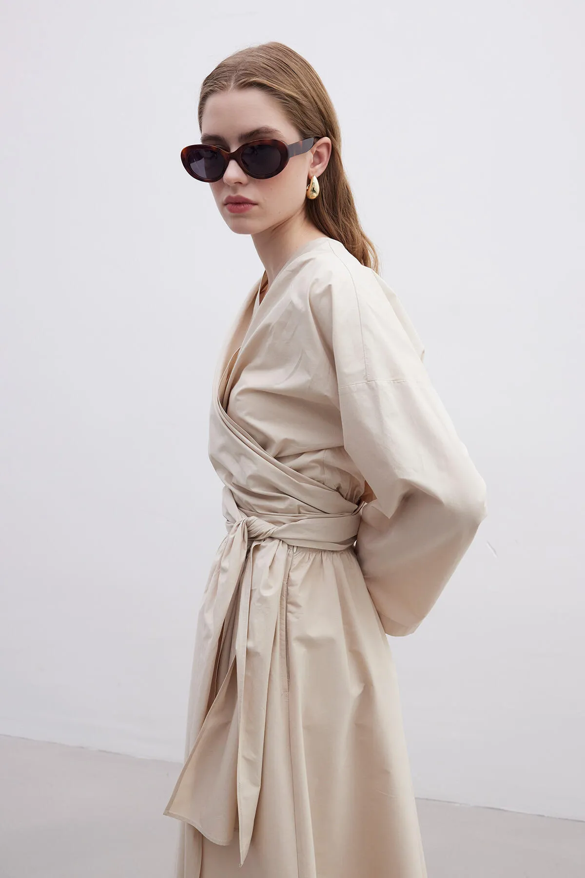 Manuka  Premium Hemd im Kimono-Stil, Kamel