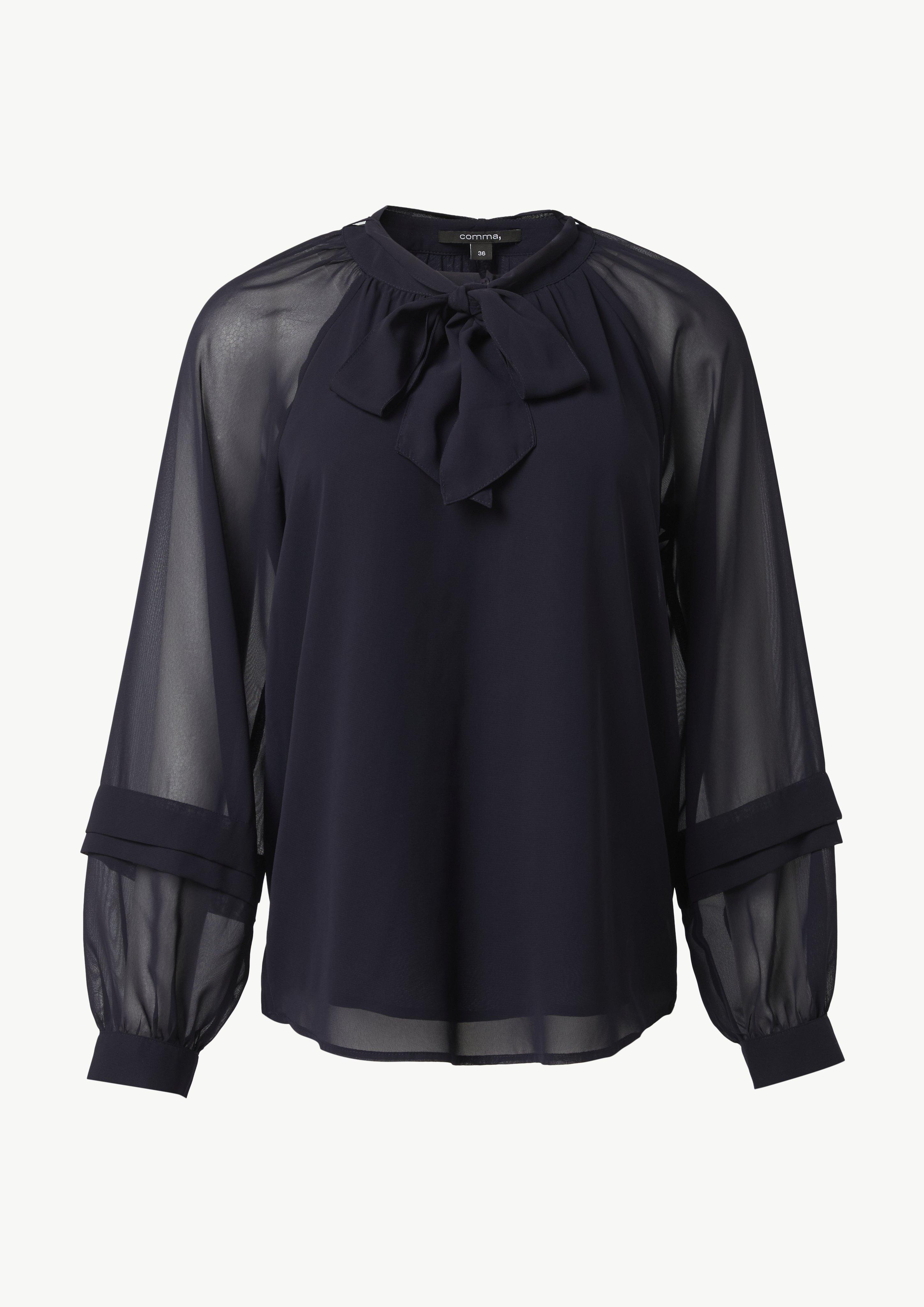 Gemusterte Schluppenbluse aus Chiffon - navy