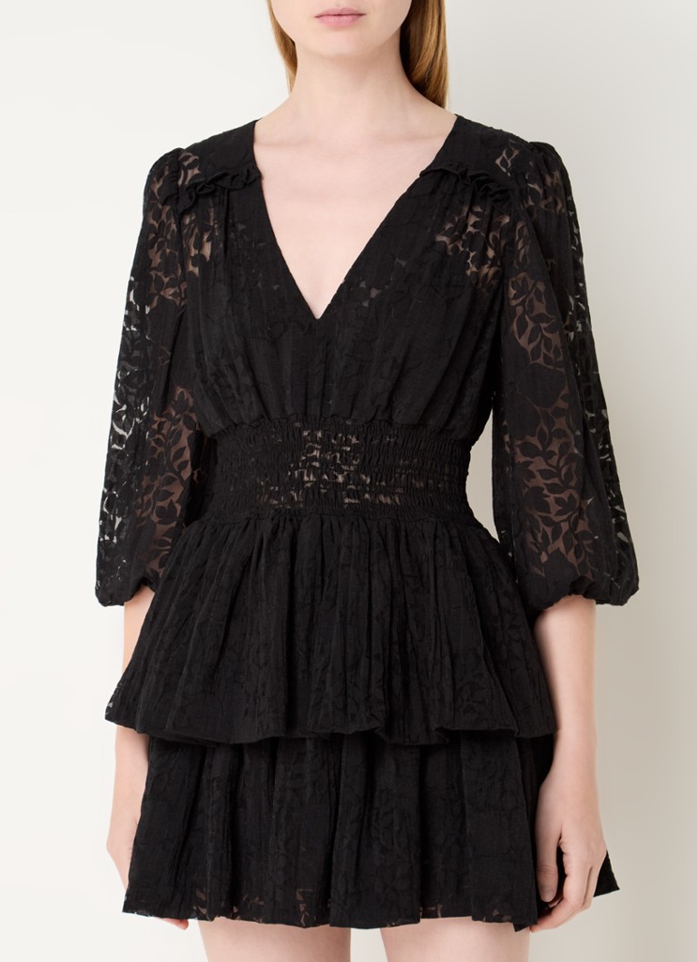 Vestido corto semitransparente de Maje en mezcla de lino.