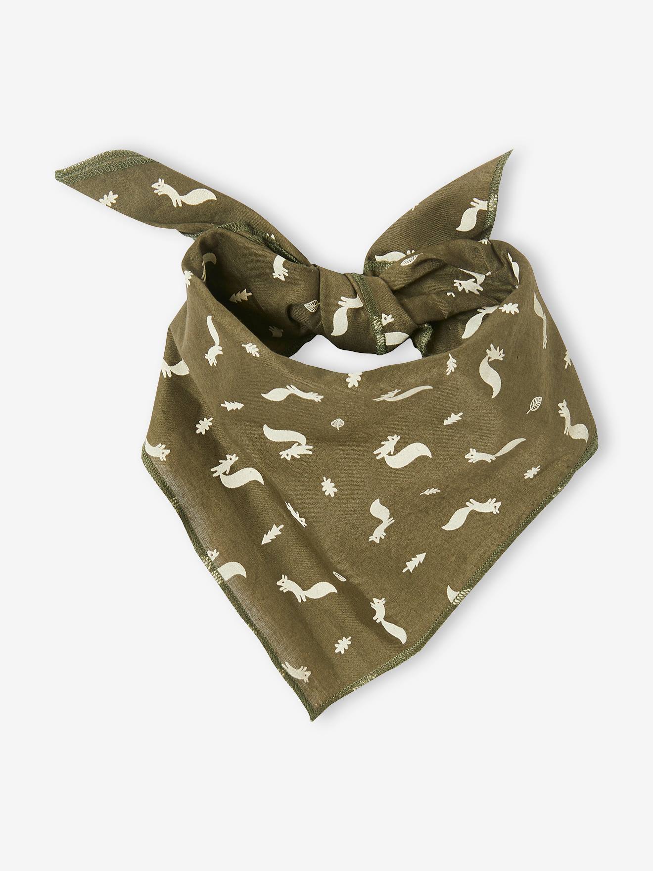 Ensemble 3 pièces bébé salopette, T-shirt et bandana kaki