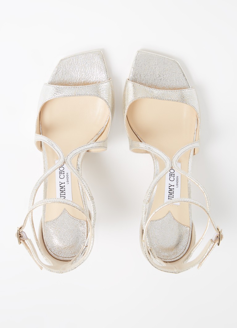 Jimmy Choo Azia 75 sandalette made of leather with metallic finish