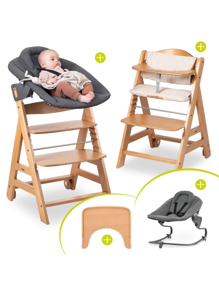 Hauck Beta Plus Natural 5-tlg. Newborn Set - Hochstuhl   in beige,grau günstig kaufen onesize