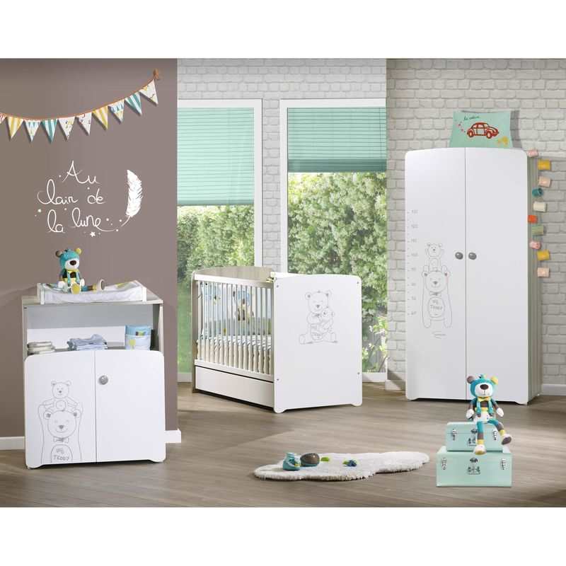 Commode à langer 2 en 1 taupe Teddy