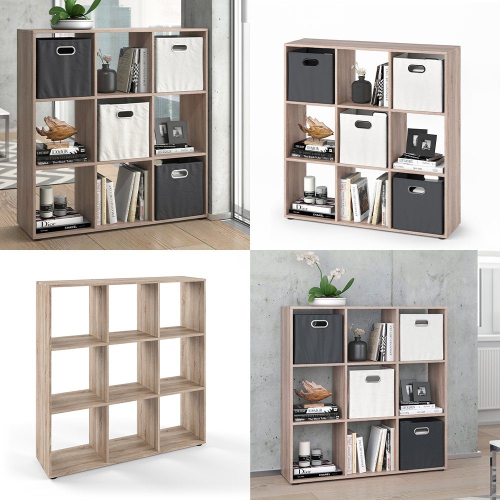 Vicco Raumteiler NOVE 9 Fächer Sonoma Eiche - Würfelregal Raumtrenner Standregal