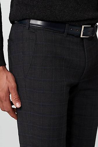 MEYER Chino-Hose Baumwoll-Woll Check Chino