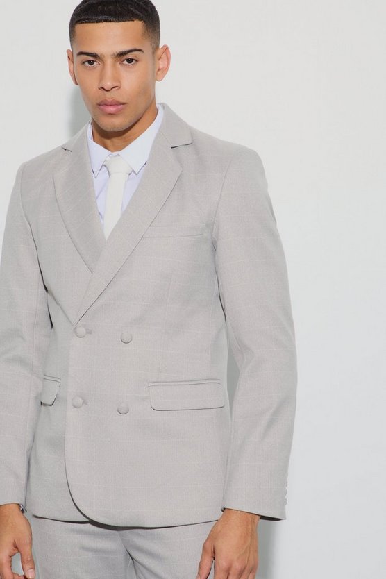 Zweireihiger karierter Slim-Fit Blazer