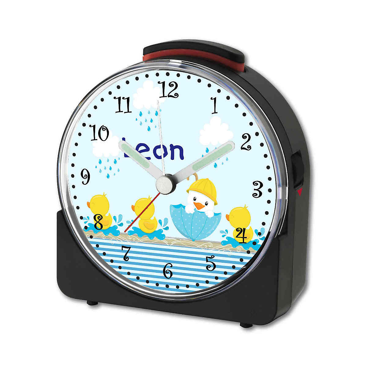 Kinder Funkwecker weiß personalisiert mit Namen Ente