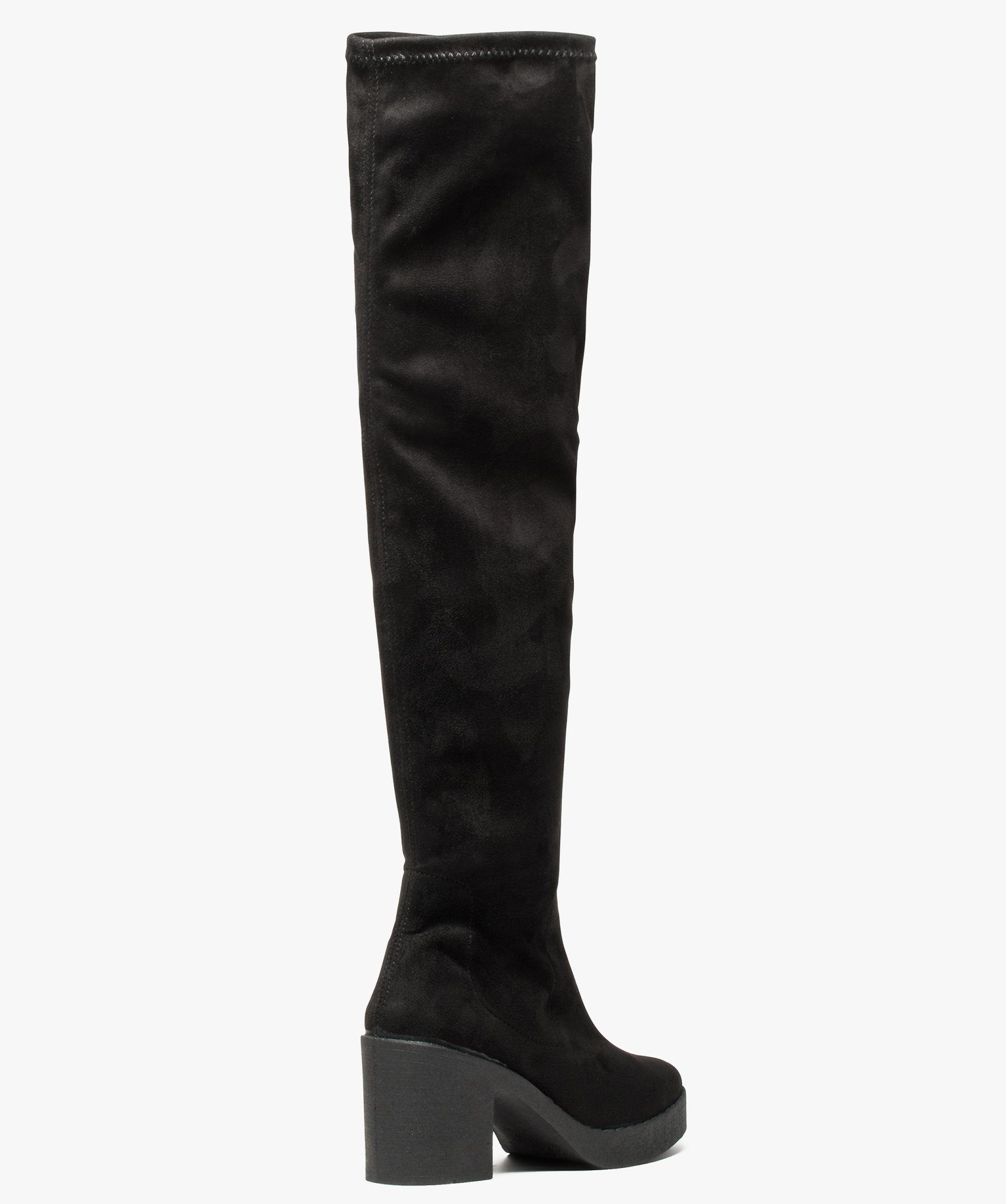 Bottes femme cuissardes à talon et semelle plateforme noir | GEMO