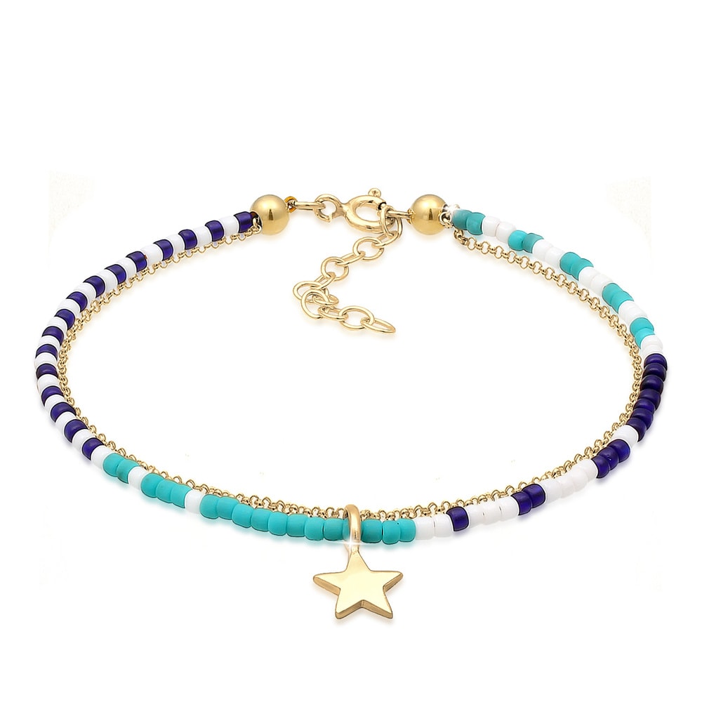 Elli Elli Bracelet Layer Stern Astro Beads Erbskette Bunt 925 Silber Bracelet