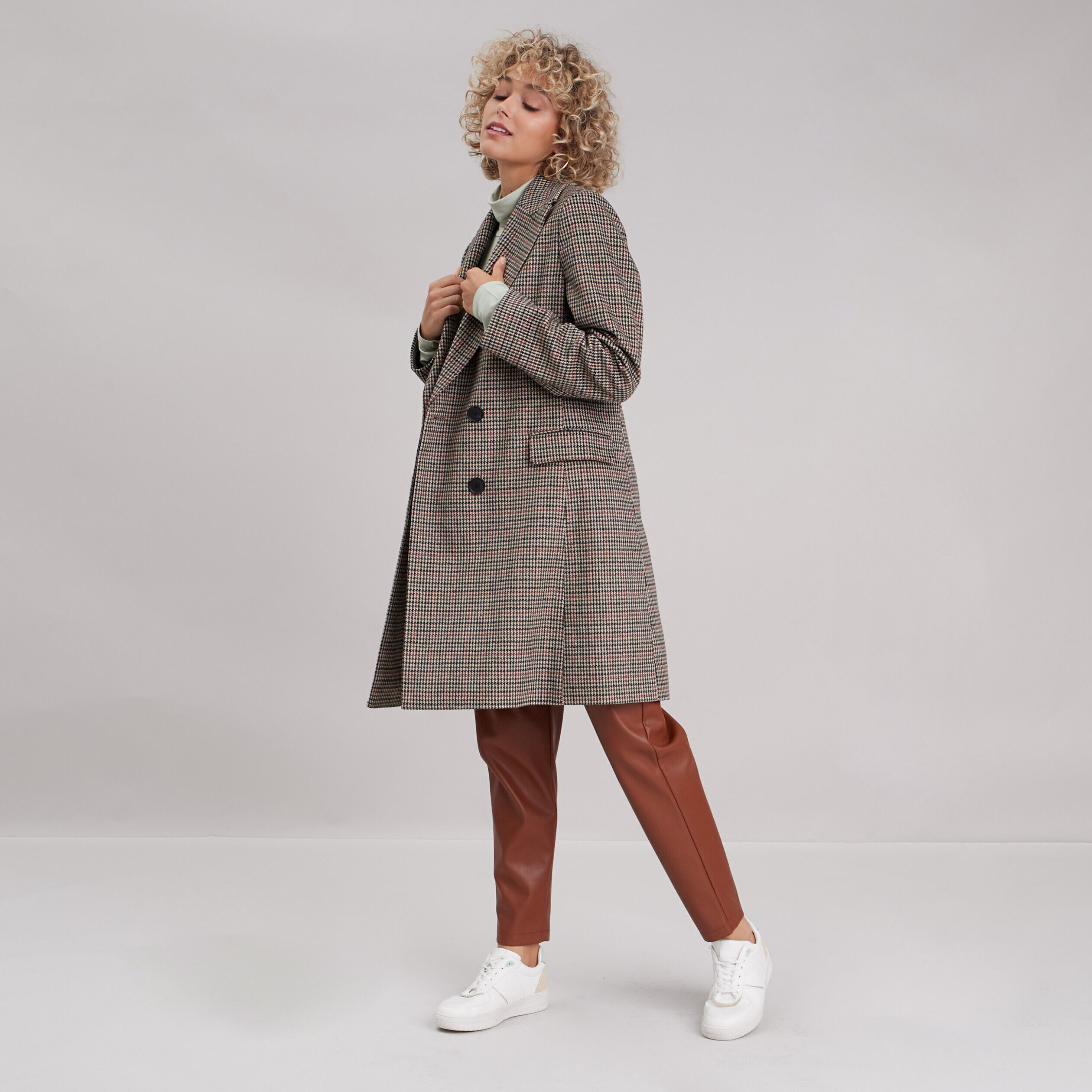 Manteau droit boutonné beige femme | Cache Cache