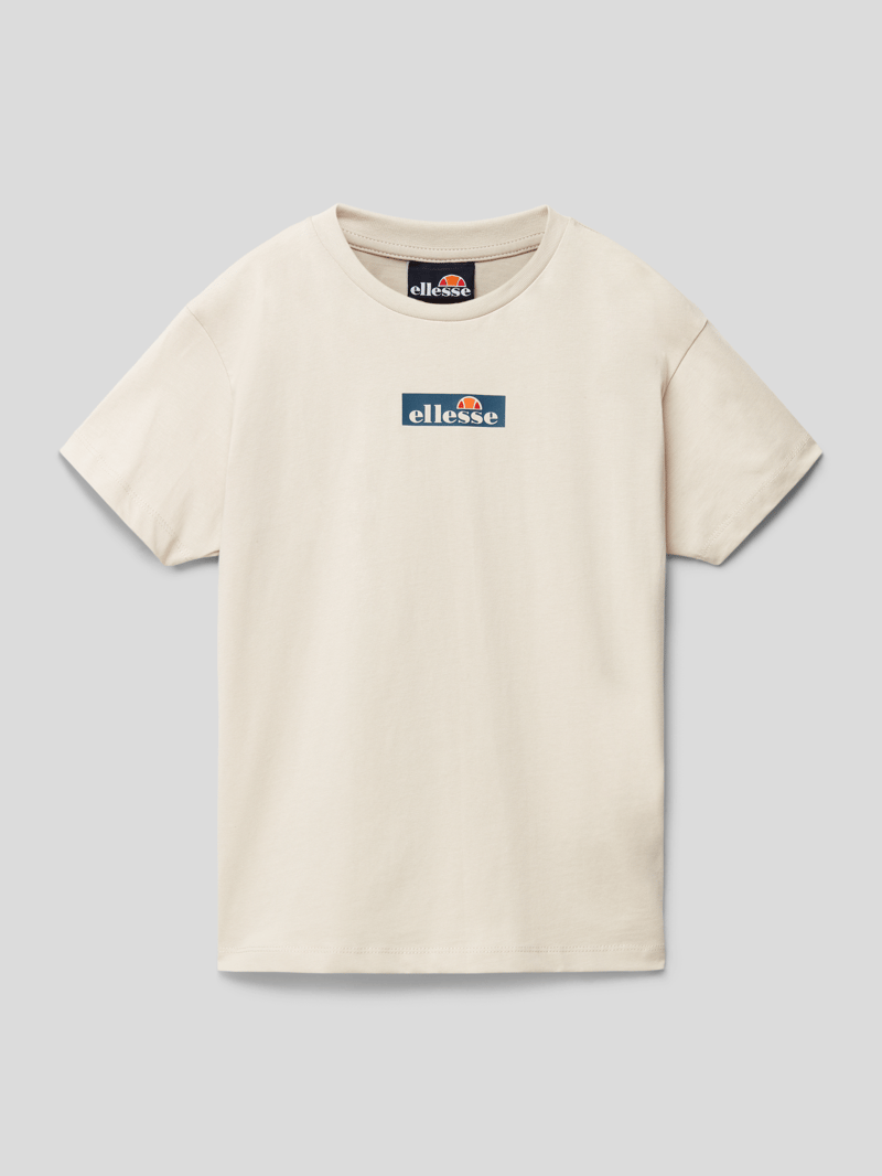 T-Shirt mit Logo-Print Modell 'Tenio' in beige